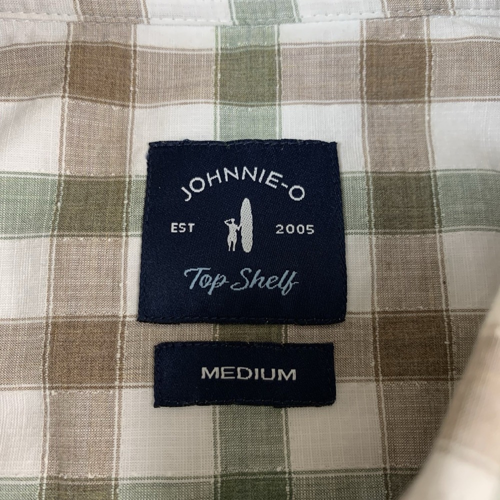 johnnie-O Top Shelf Shirt Mens Medium Khaki Plaid Button Down Long Sleeve Casual - Picture 5 of 7